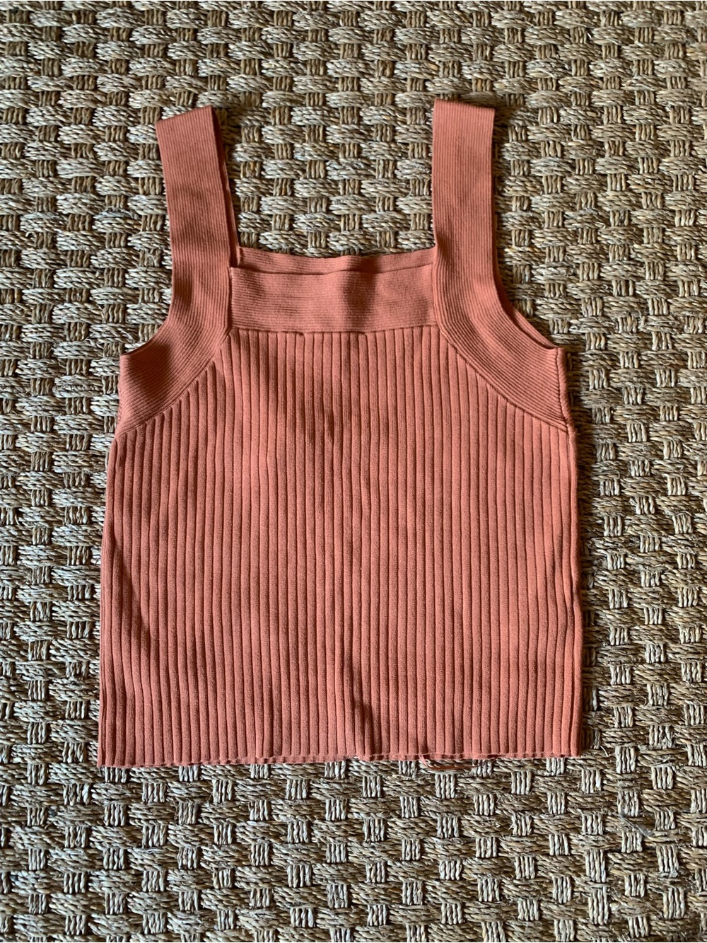 NWT-Ann Taylor Ribbed Square-Neck Tank Top - Rusty Coral